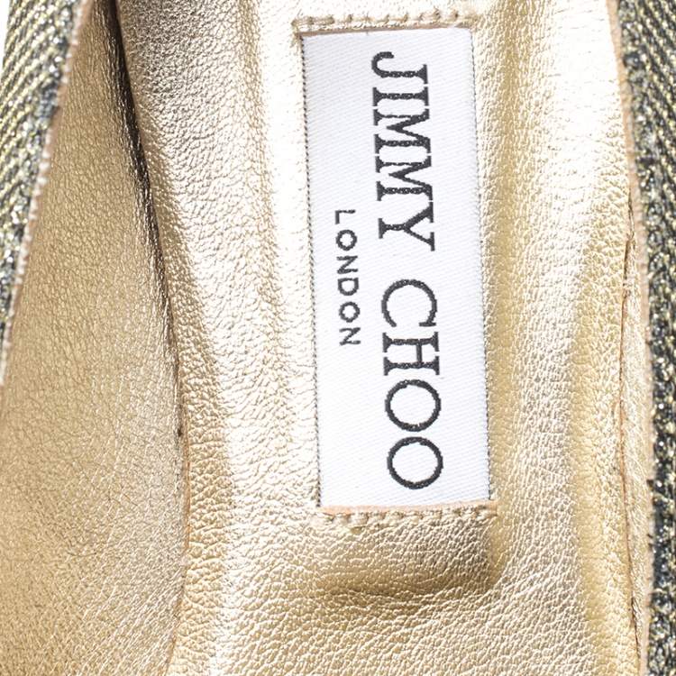 Pre Owned Jimmy Choo Gold Lame Wheel Smoking Slippers Size 39