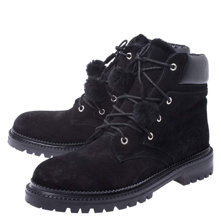 Pre Owned Jimmy Choo Black Suede Lace Up Ankle Boots Size 40