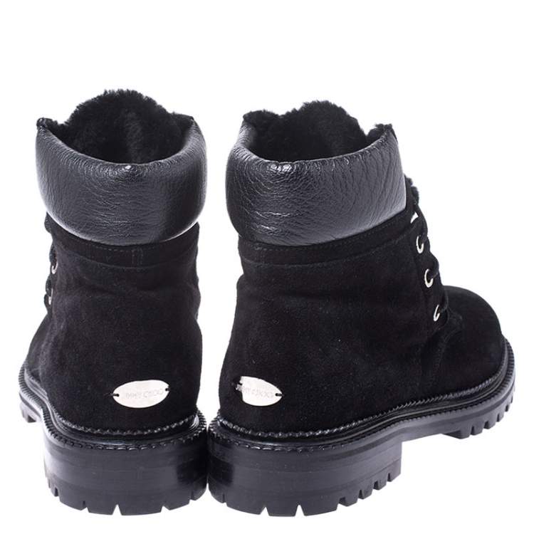 Pre Owned Jimmy Choo Black Suede Lace Up Ankle Boots Size 40