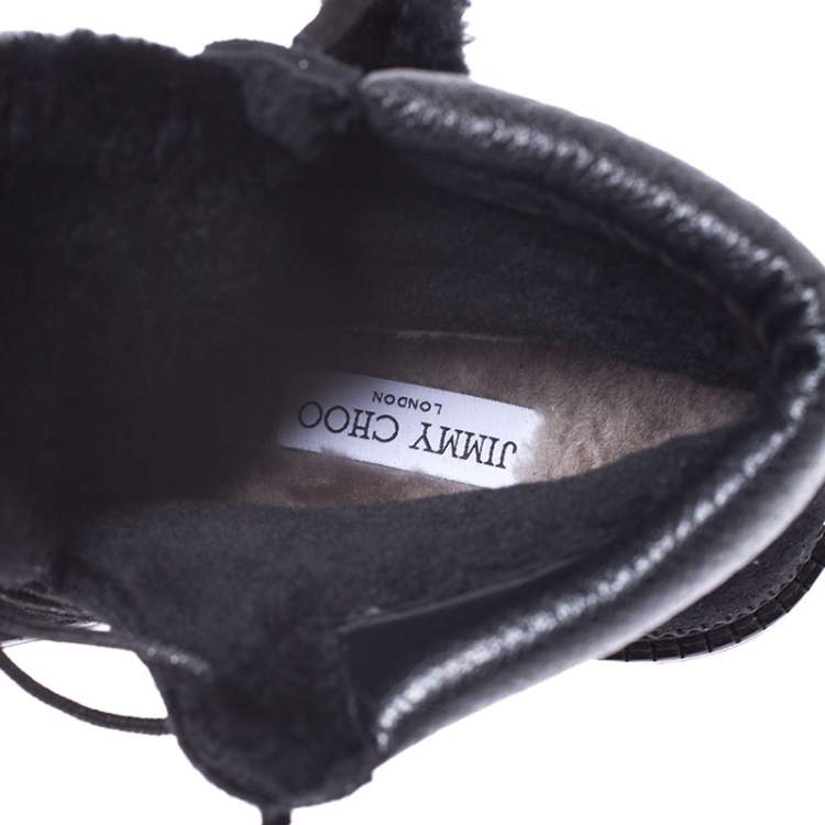 Pre Owned Jimmy Choo Black Suede Lace Up Ankle Boots Size 40