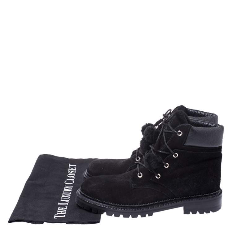 Pre Owned Jimmy Choo Black Suede Lace Up Ankle Boots Size 40