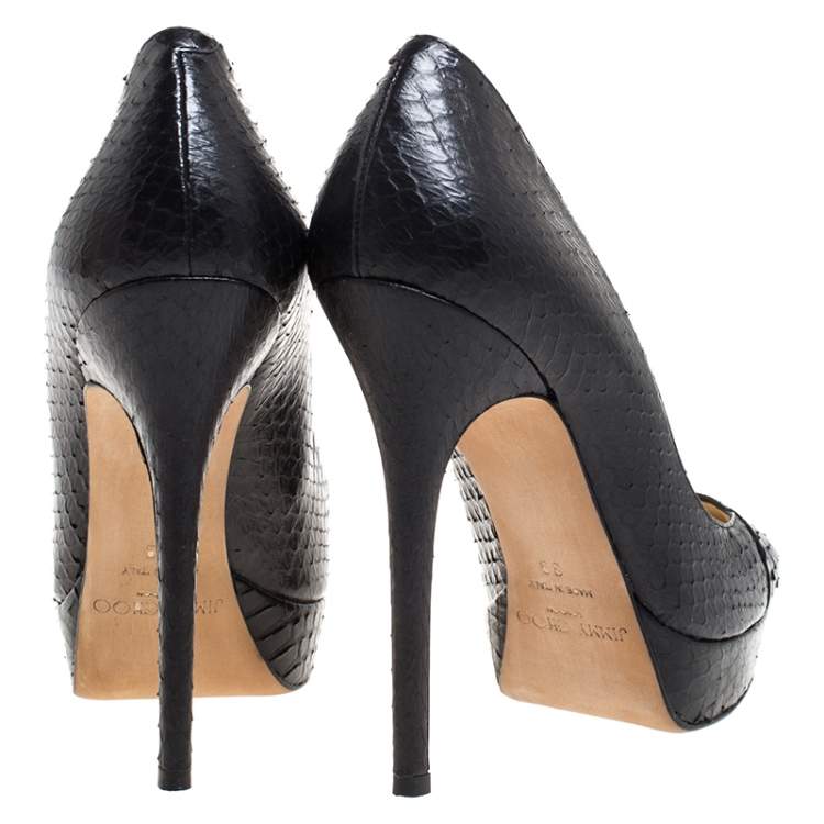 Pre Owned Jimmy Choo Black Python Leather Cosmic Platform Pumps Size 39