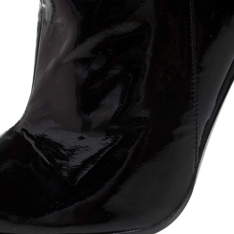 Pre Owned Jimmy Choo Black Patent Leather Mid Calf Boots Size 40
