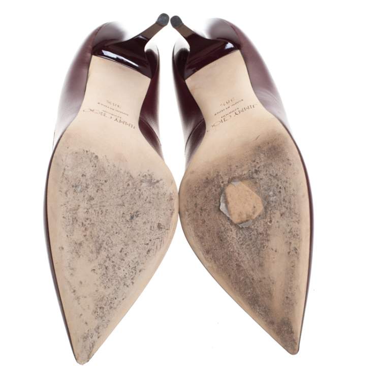 Pre Owned Jimmy Choo Red Leather Avril Pointed Toe Pumps Size 38.5