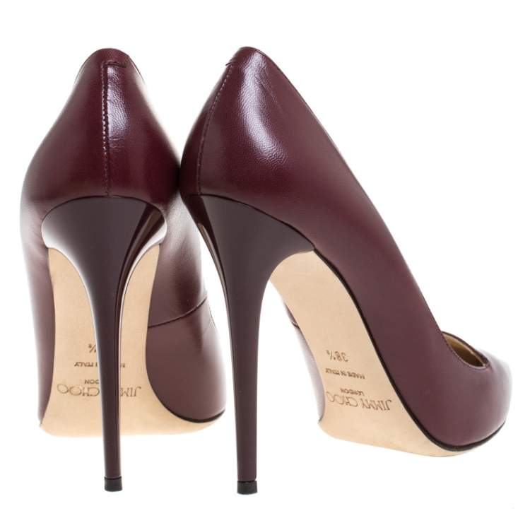 Pre Owned Jimmy Choo Red Leather Avril Pointed Toe Pumps Size 38.5