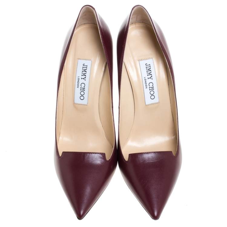 Pre Owned Jimmy Choo Red Leather Avril Pointed Toe Pumps Size 38.5
