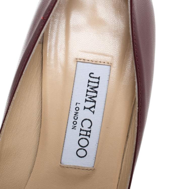 Pre Owned Jimmy Choo Red Leather Avril Pointed Toe Pumps Size 38.5