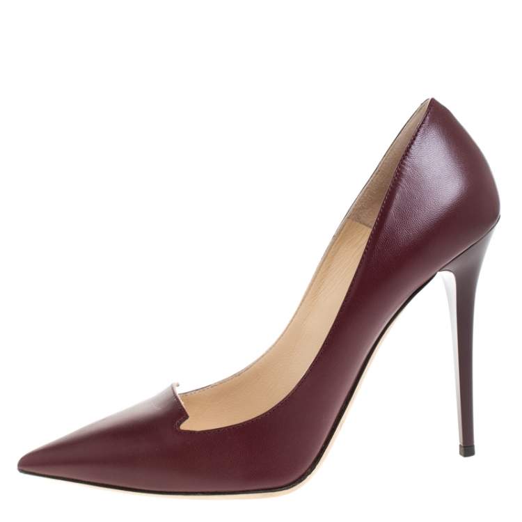 Pre Owned Jimmy Choo Red Leather Avril Pointed Toe Pumps Size 38.5