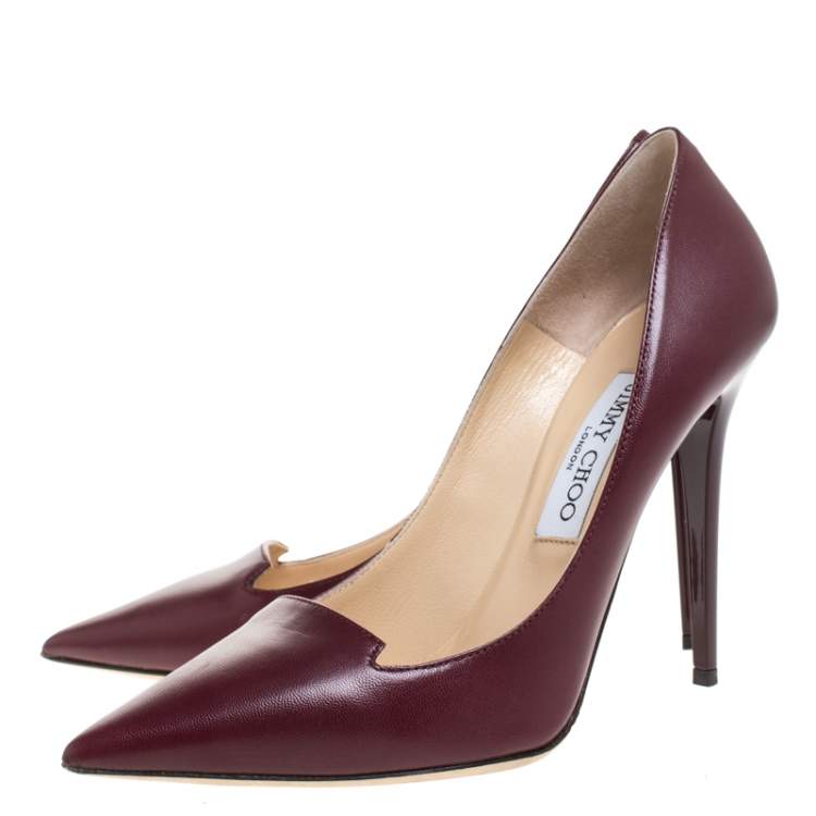 Pre Owned Jimmy Choo Red Leather Avril Pointed Toe Pumps Size 38.5