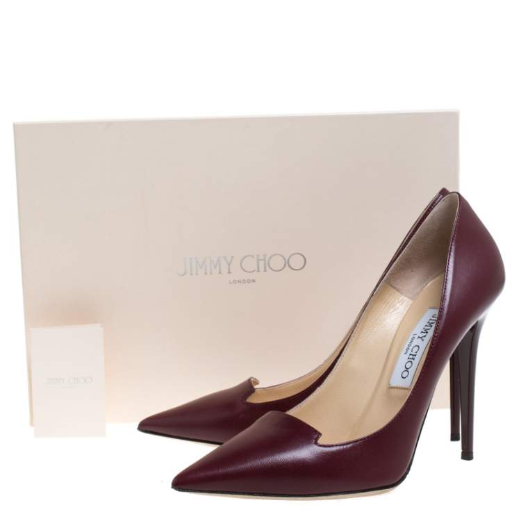 Pre Owned Jimmy Choo Red Leather Avril Pointed Toe Pumps Size 38.5
