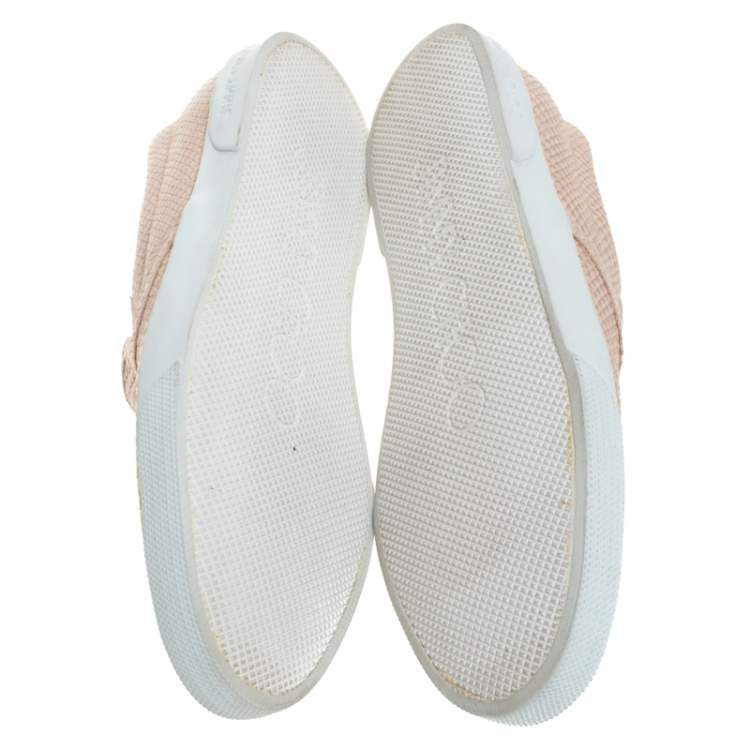 Pre Owned Jimmy Choo Beige Python Embossed Leather Slip On Sneakers Size 38