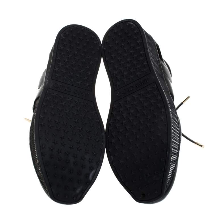 Pre Owned Jimmy Choo Black Cut Out Leather Morton Sneakers Size 36