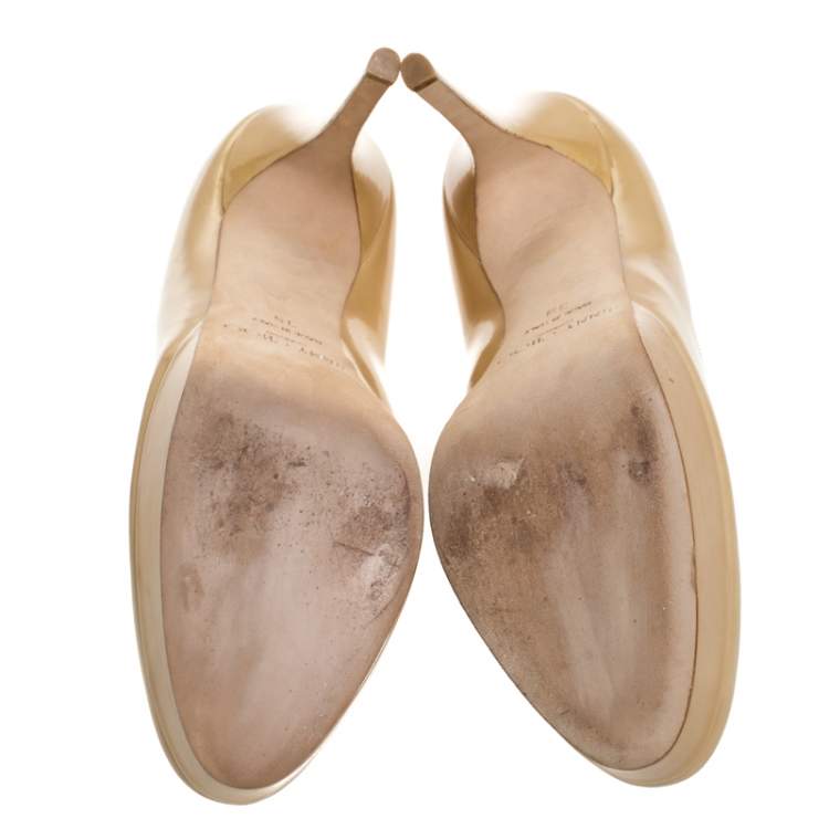 Jimmy Choo Cream Patent Leather Cosmic Platform Pumps Size 39 Jimmy