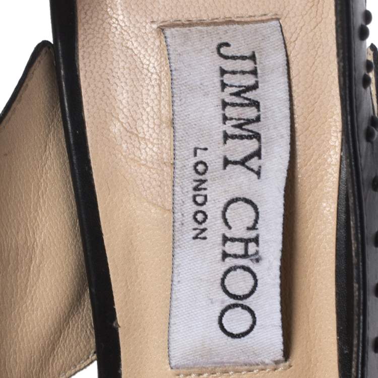 Pre Owned Jimmy Choo Black Leather Vienna Studded Pumps Size 37.5
