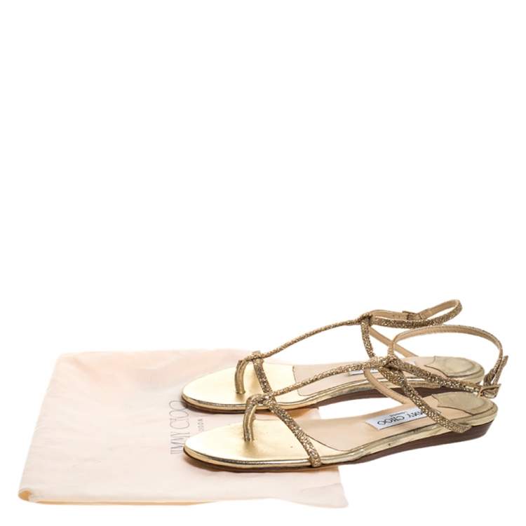 jimmy choo gold flat sandals