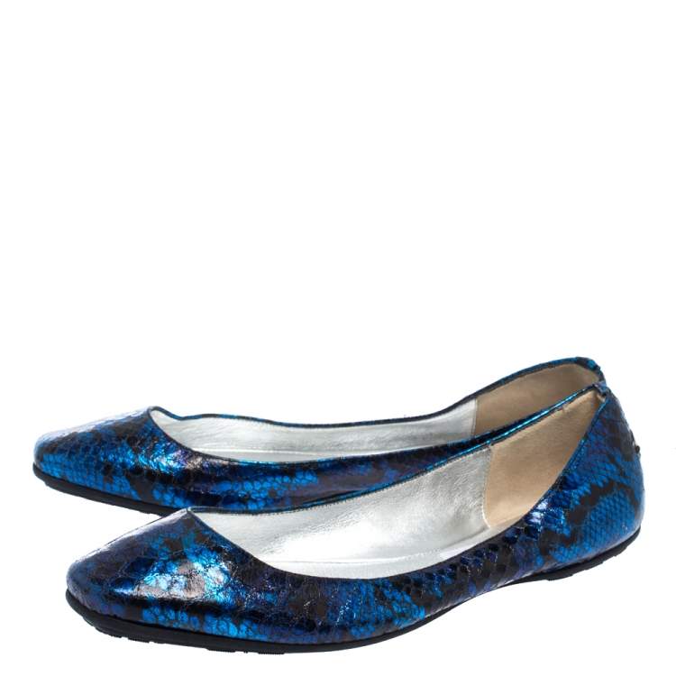 Pre Owned Jimmy Choo Multicolor Python Embossed Leather Ballet Flats Size 39.5