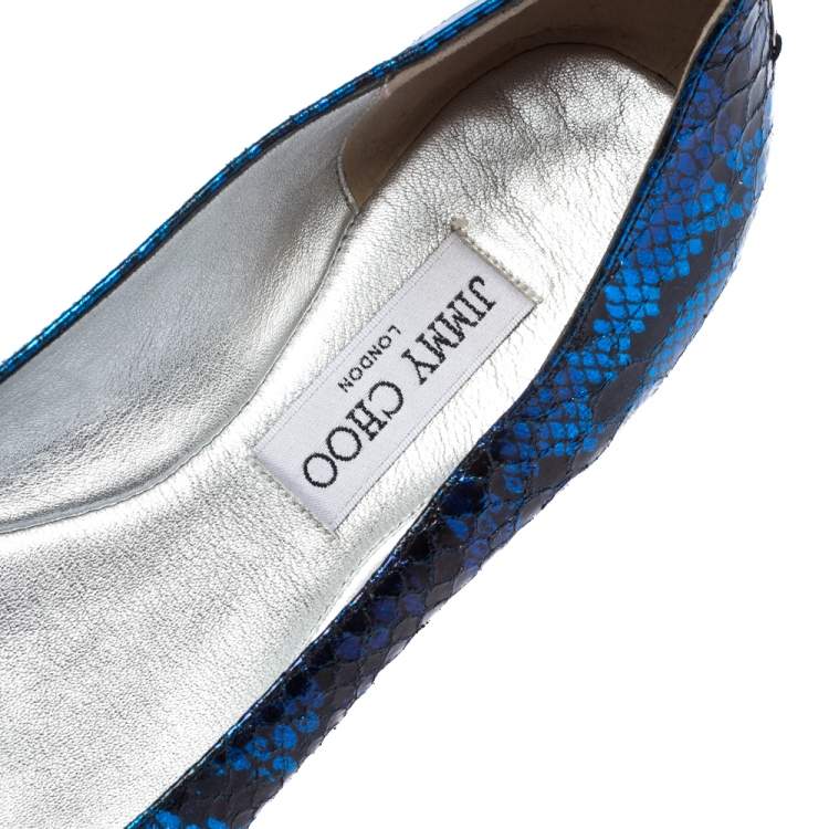 Pre Owned Jimmy Choo Multicolor Python Embossed Leather Ballet Flats Size 39.5