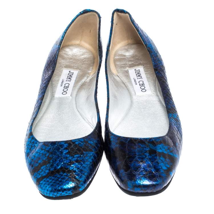 Pre Owned Jimmy Choo Multicolor Python Embossed Leather Ballet Flats Size 39.5