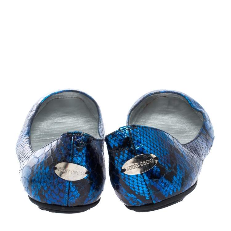 Pre Owned Jimmy Choo Multicolor Python Embossed Leather Ballet Flats Size 39.5