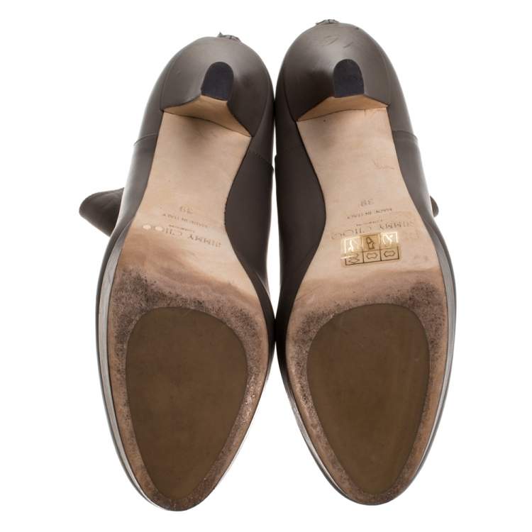 Pre Owned Jimmy Choo Grey Leather Magic Ankle Boots Size 39