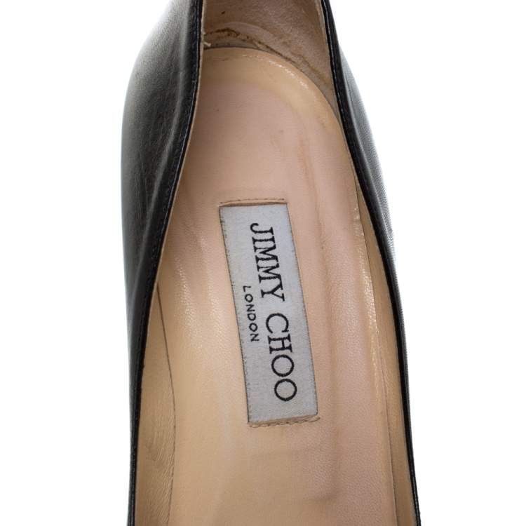 Pre Owned Jimmy Choo Black Leather Alex Platform Pumps Size 38.5
