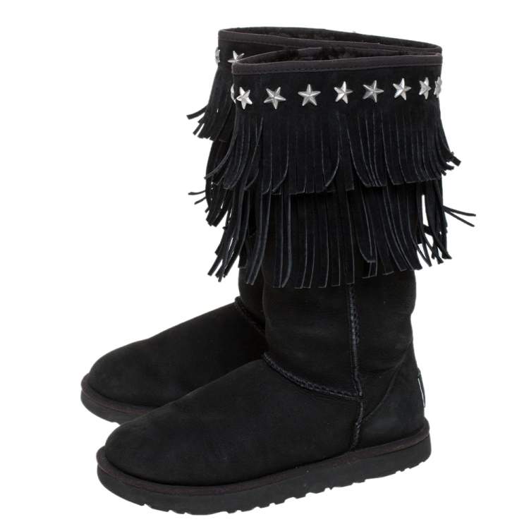Pre Owned Jimmy Choo Black Nubuck Leather Sora Mid Calf Boots Size 38