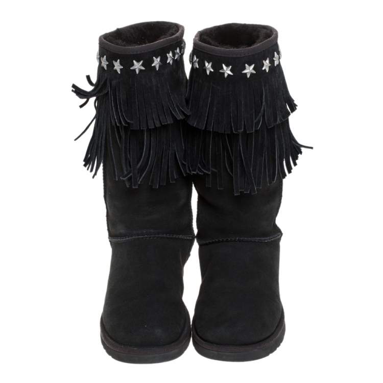 Pre Owned Jimmy Choo Black Nubuck Leather Sora Mid Calf Boots Size 38