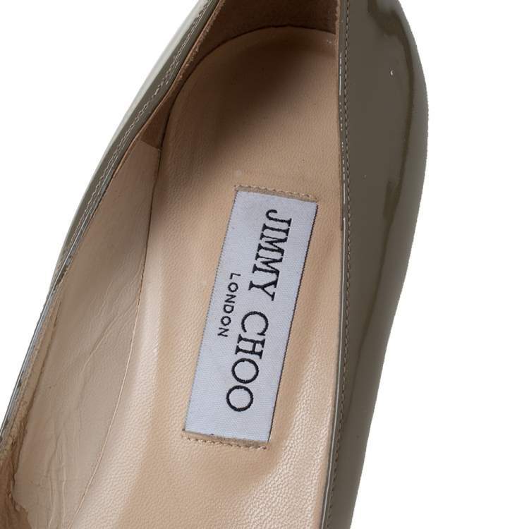 Pre Owned Jimmy Choo Grey Patent Leather Avril Pointed Toe Pumps Size 40