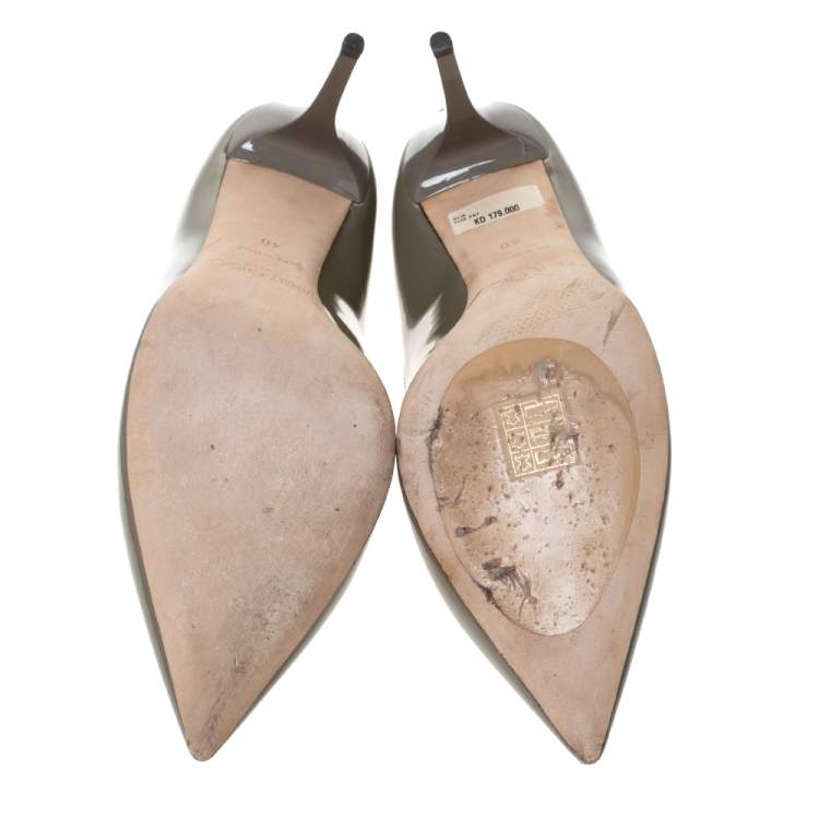 Pre Owned Jimmy Choo Grey Patent Leather Avril Pointed Toe Pumps Size 40