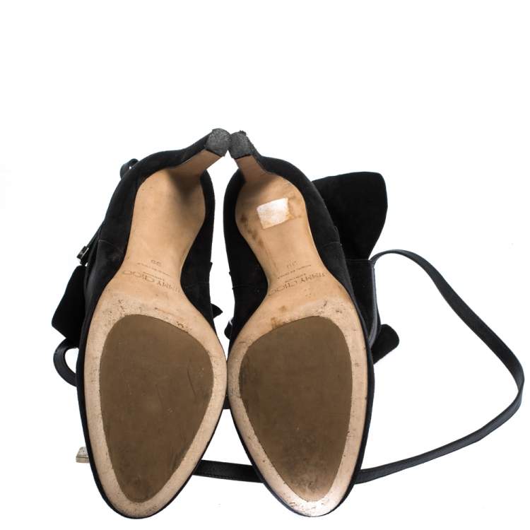 Pre Owned Jimmy Choo Black Suede and Leather Dalal Ankle Boots Size 39