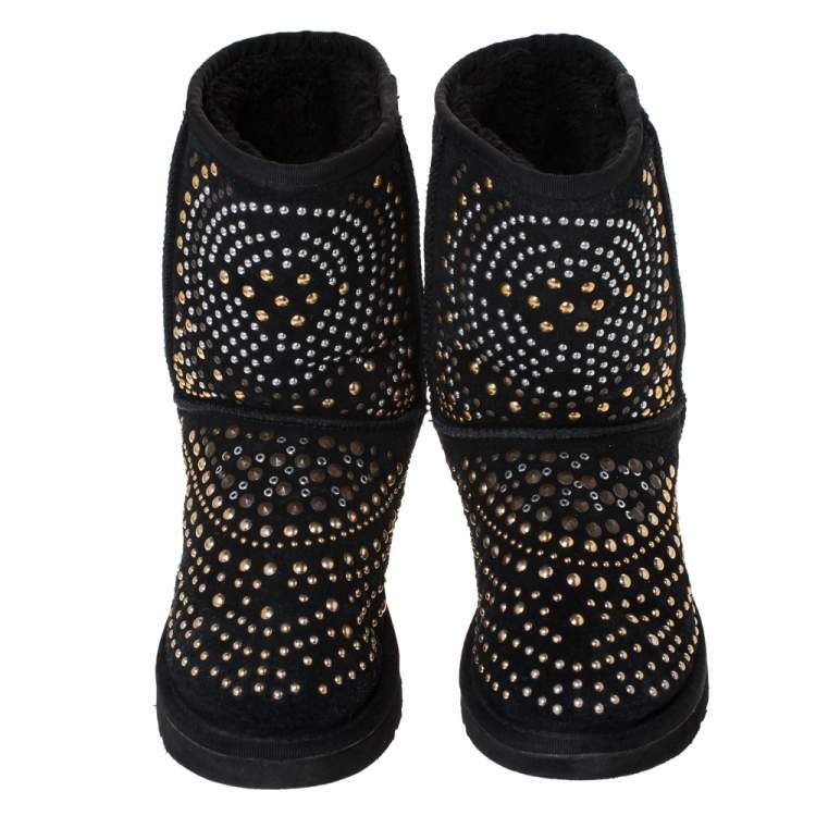 Pre Owned Jimmy Choo x Uggs Black Studded Suede Mandah Boots Size 40