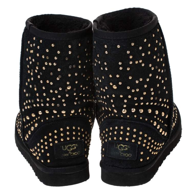 Pre Owned Jimmy Choo x Uggs Black Studded Suede Mandah Boots Size 40