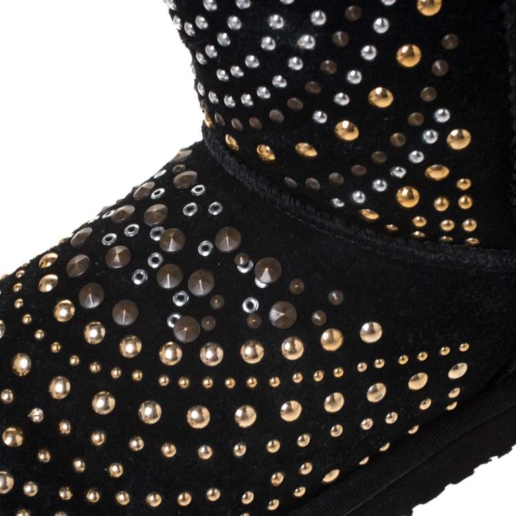 Pre Owned Jimmy Choo x Uggs Black Studded Suede Mandah Boots Size 40