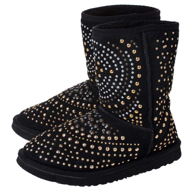 Pre Owned Jimmy Choo x Uggs Black Studded Suede Mandah Boots Size 40