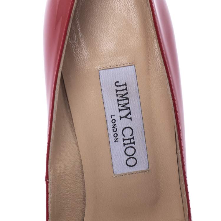 Pre Owned Jimmy Choo Red Patent Leather Anouk Pointed Toe Pumps Size 38