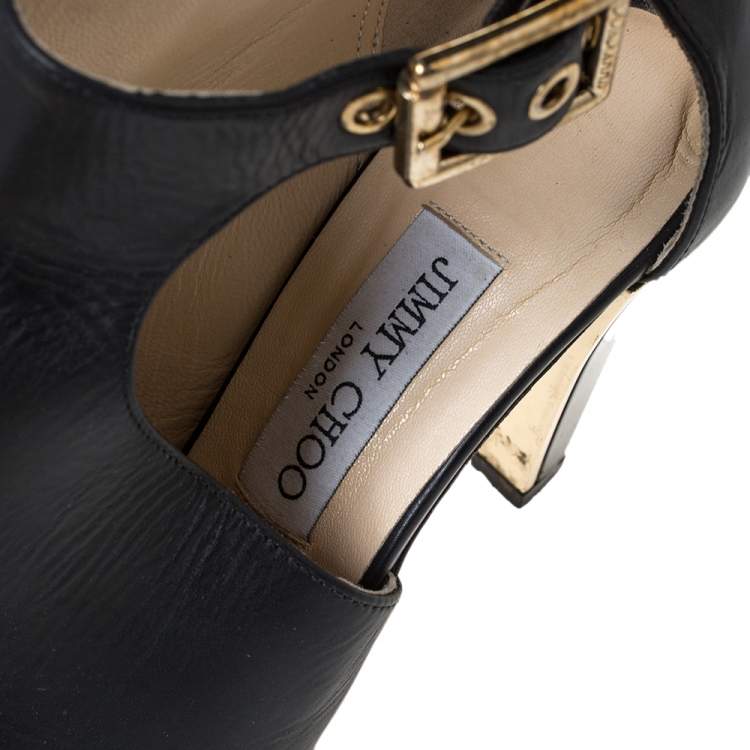 Pre Owned  Jimmy Choo Black Hasten Cut Out Open Toe Ankle Booties Size 38.5