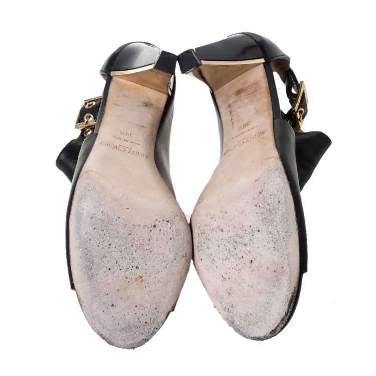 Pre Owned  Jimmy Choo Black Hasten Cut Out Open Toe Ankle Booties Size 38.5
