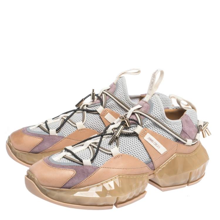 مملوكة مسبقًا Jimmy Choo Multicolor Leather And Mesh Diamond Trail Sneakers Size 40