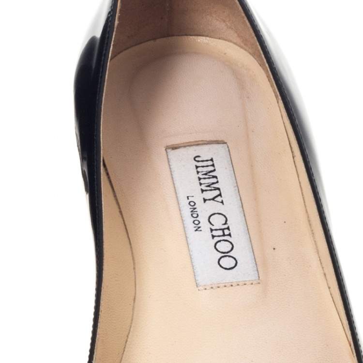 Pre Owned Jimmy Choo Black Patent Leather Ballet Flats Size 37
