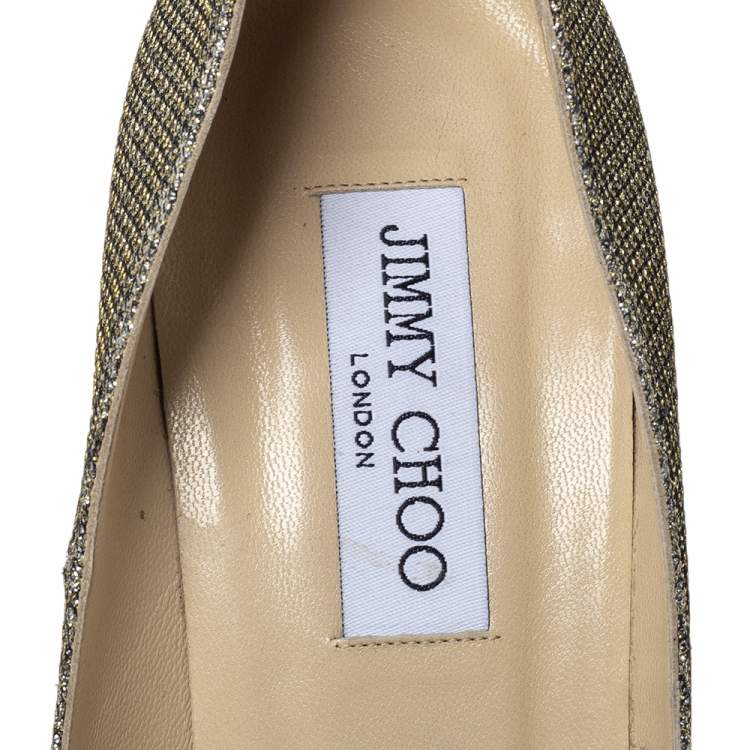 Pre Owned Jimmy Choo Metallic Gold Lamè Glitter Abel Pointed Toe Pumps Size 40