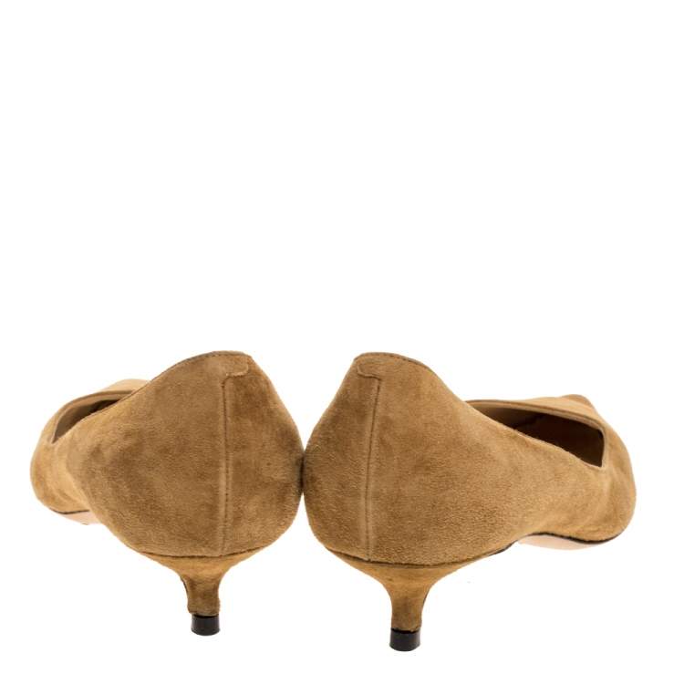 Pre Owned Jimmy Choo Tan Suede Aza Kitten Heel Pumps Size 39