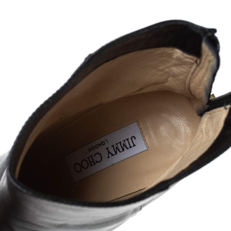 Pre Owned Jimmy Choo Black Leather Magic Ankle Boots Size 38