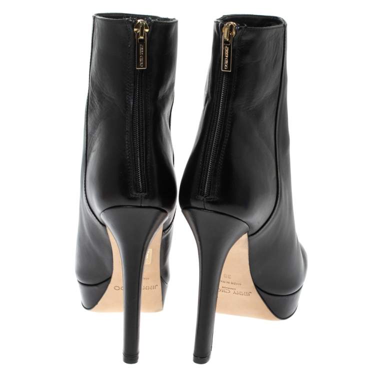 Pre Owned Jimmy Choo Black Leather Magic Ankle Boots Size 38