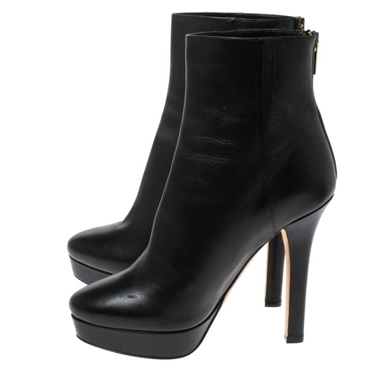 Pre Owned Jimmy Choo Black Leather Magic Ankle Boots Size 38