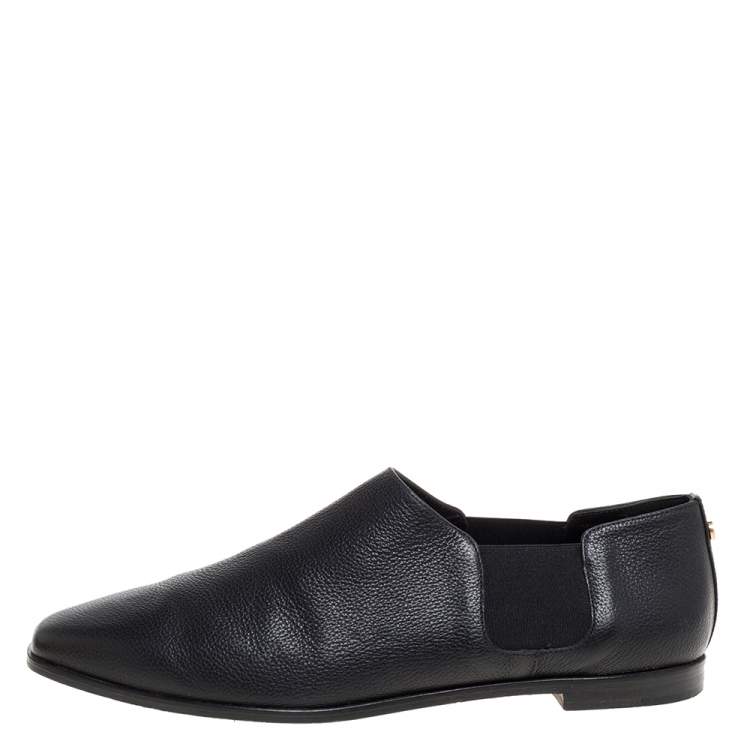 Pre Owned Jimmy Choo Black Leather And Elastic Glint Slip On Loafer Size 41