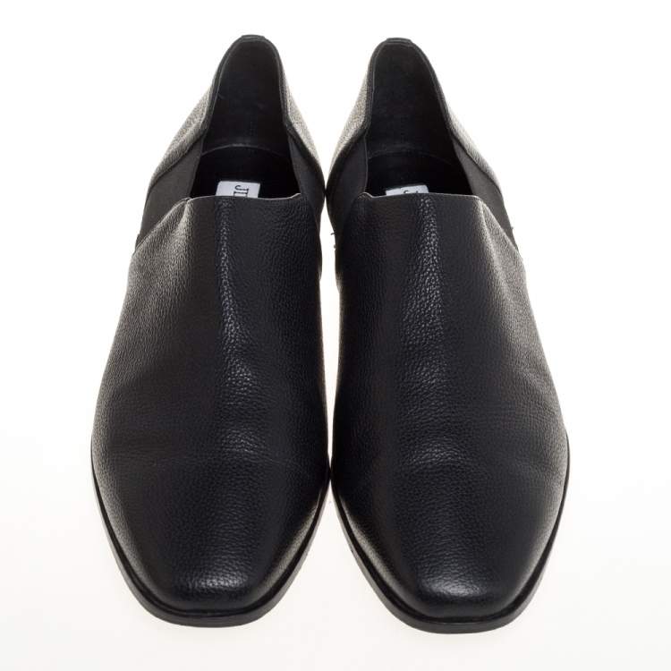 Pre Owned Jimmy Choo Black Leather And Elastic Glint Slip On Loafer Size 41