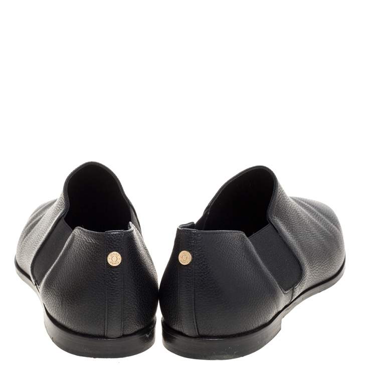 Pre Owned Jimmy Choo Black Leather And Elastic Glint Slip On Loafer Size 41