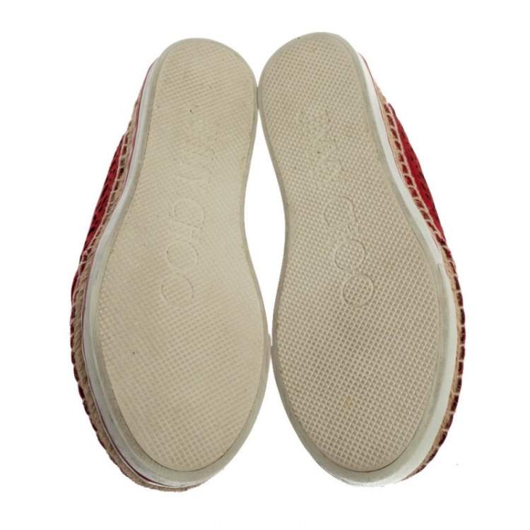 مملوكة مسبقًا Jimmy Choo Red Cut Out Leather Dawn Slip On Espadrille Flats Size 35.5