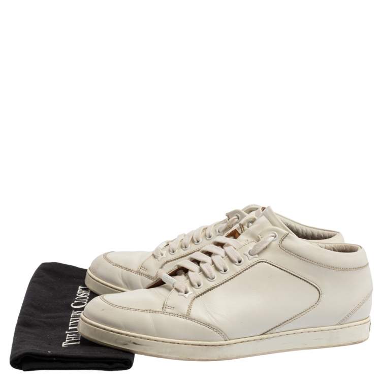Pre Owned Jimmy Choo White Leather Miami Low Top Sneakers Size 40.5