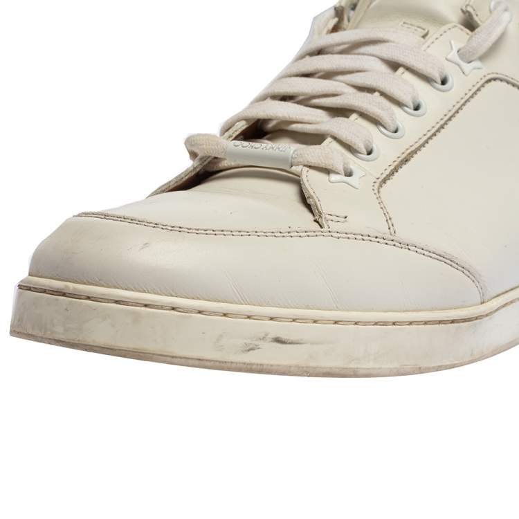 Pre Owned Jimmy Choo White Leather Miami Low Top Sneakers Size 40.5